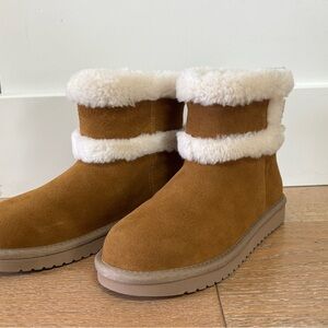 Girls Koolaburra by Ugg Tan Suede Boots with Plush Cream Lining, size 5